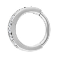 Silberner Hinged Ring aus Chirurgenstahl mit klaren Kristallen