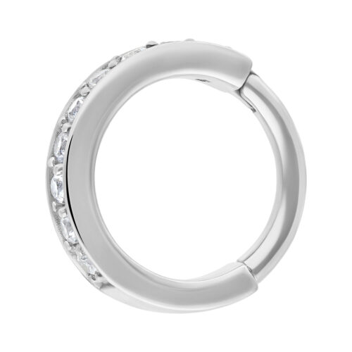 Silberner Hinged Ring aus Chirurgenstahl mit klaren Kristallen