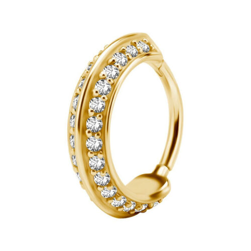 Goldener Doppel-Schmuckring mit Kristallen, 12,0 mm Innendurchmesser
