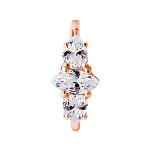 Roségoldener Conch Ring mit klaren Kristallen, Innendurchmesser 12 mm