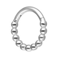 Silberner Ball Chain Clicker 6,0 mm Silberner Ball Chain Clicker mit 6,0 mm Innendurchmesser auf weißem Hintergrund