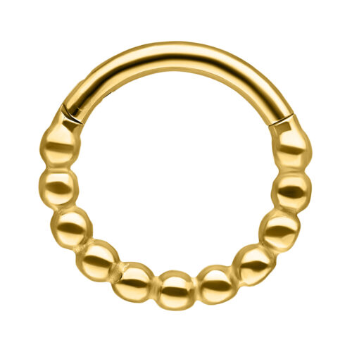 Goldener Ball Chain Clicker mit 6,0 mm Innendurchmesser auf weißem Hintergrund