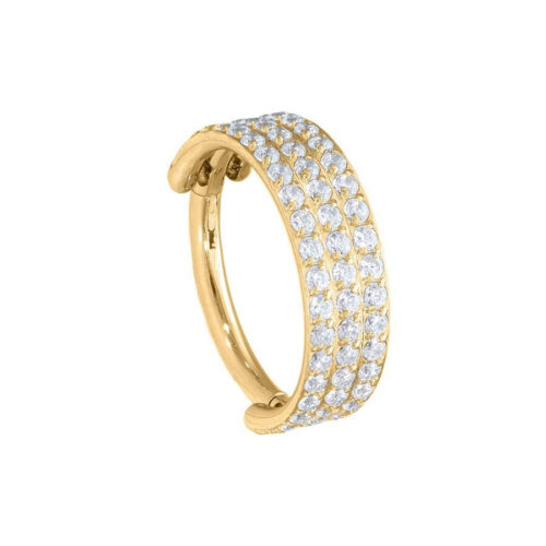 Goldener Piercingring mit Kristallen, 10 mm Innendurchmesser, auf weißem Hintergrund