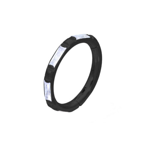 Schwarzer Piercingring aus Chirurgenstahl mit klaren Kristallen