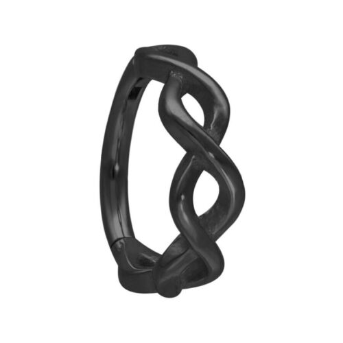 Schwarzer Piercingring mit DNA-Design, 12mm Innendurchmesser, auf weißem Hintergrund