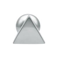 Silberner Triangle Barbell aus Chirurgenstahl Silberner Triangle Barbell mit Außengewinde auf weißem Hintergrund
