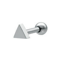 Silber Triangel Barbell aus Chirurgenstahl Silberner Triangel Barbell aus Chirurgenstahl auf weißem Hintergrund