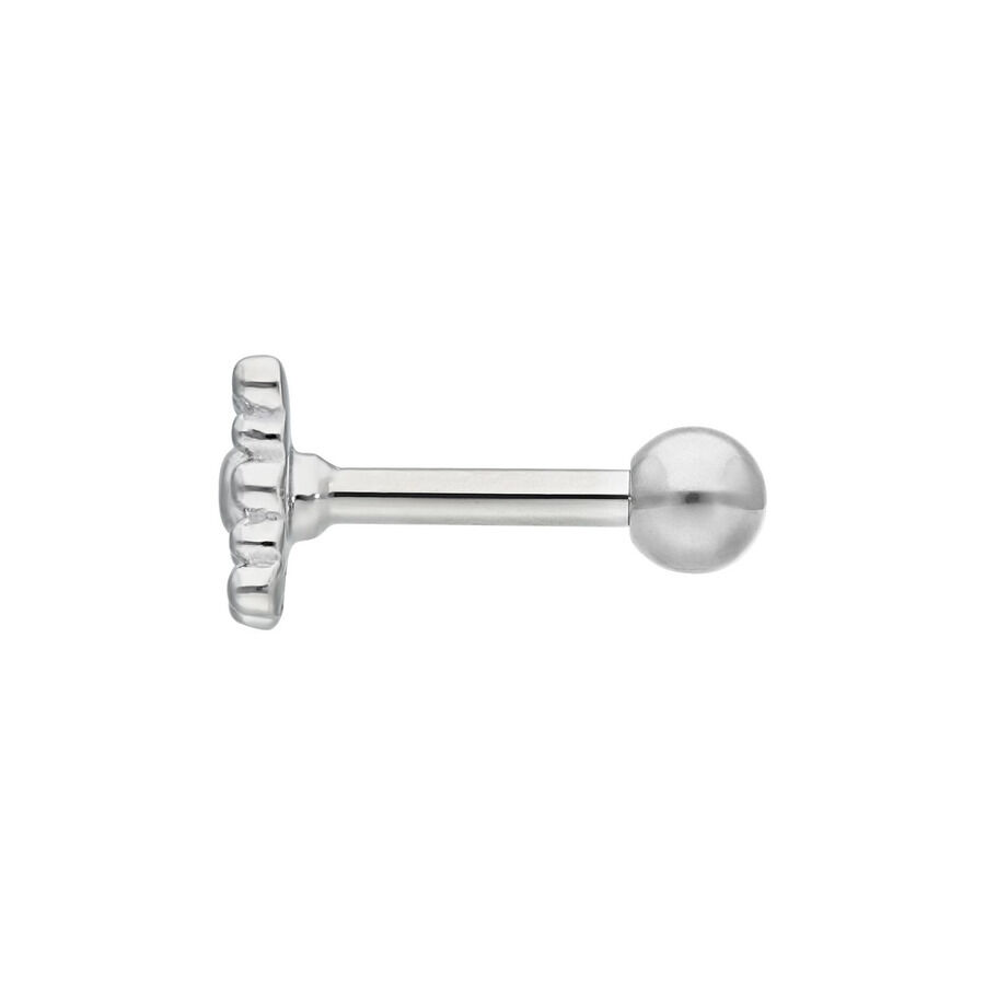 Silberner Oriental Square Barbell aus Stahl Silberner Barbell mit quadratischem Aufsatz, Chirurgenstahl, auf weißem Hintergrund