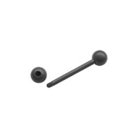 Graphitfarbene Titan-Barbell mit Außengewinde Graphitfarbene Titan-Barbell mit Außengewinde, 5 mm Kugel, auf weißem Hintergrund