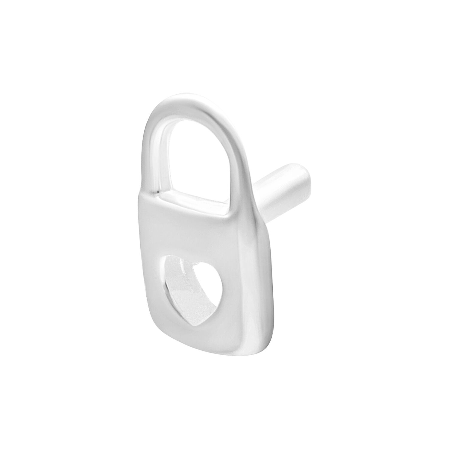 Silberner Push Fit Lock Aufsatz für Bioplast Silberner Push Fit Lock Aufsatz mit herzförmigem Design auf weißem Hintergrund