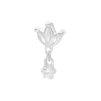 Silberner Lotus Aufsatz für Push Fit Silberner Lotus Aufsatz mit klarem Kristall für Push Fit auf weißem Hintergrund