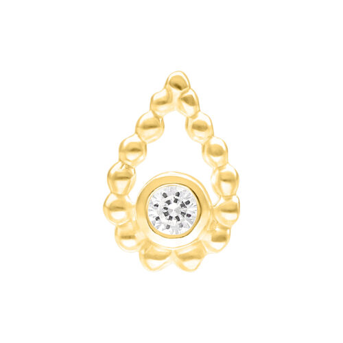 Goldener Push Fit Bead Drop Aufsatz mit klarem Kristall auf weißem Hintergrund