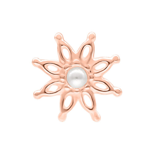 Roségoldener Push Fit Bloom Aufsatz mit Perlendetail auf weißem Hintergrund