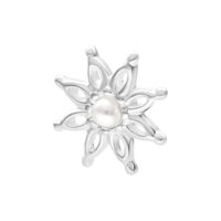 Silberner Push Fit Bloom Aufsatz, 7 mm Silberner Blumenaufsatz mit Perlenakzent auf weißem Hintergrund
