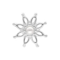 Push Fit Bloom Aufsatz in Silber mit Perle Silberner Push Fit Bloom Aufsatz mit Perlendetail auf weißem Hintergrund