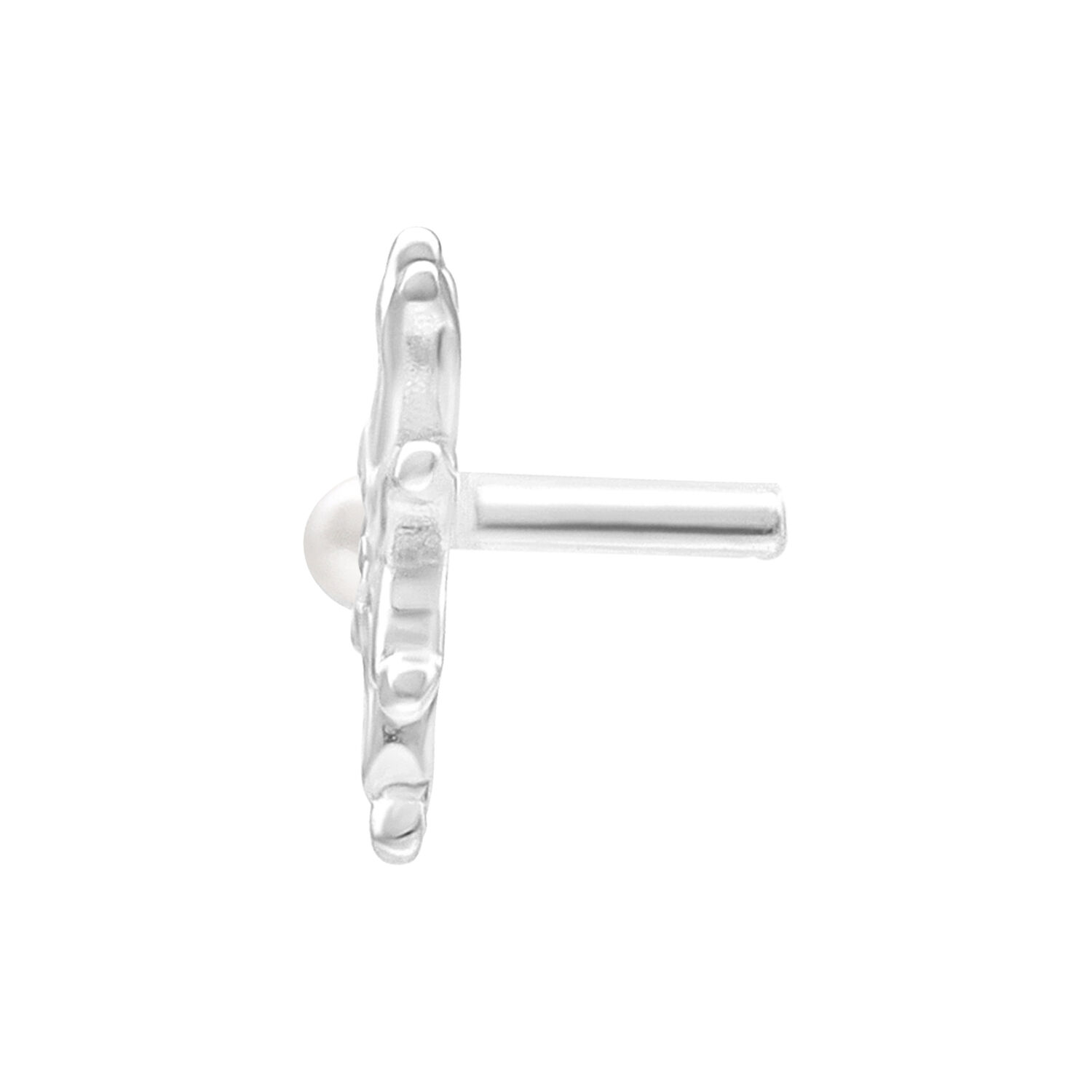 Silberner Push Fit Bloom Aufsatz 7mm Silberner Bloom Aufsatz mit Push Fit Gewinde auf weißem Hintergrund
