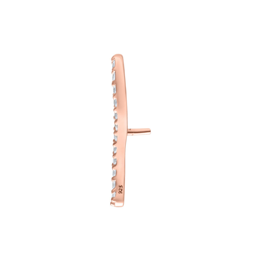 Roségoldener Push Fit Aufsatz mit klaren Kristallen auf weißem Hintergrund