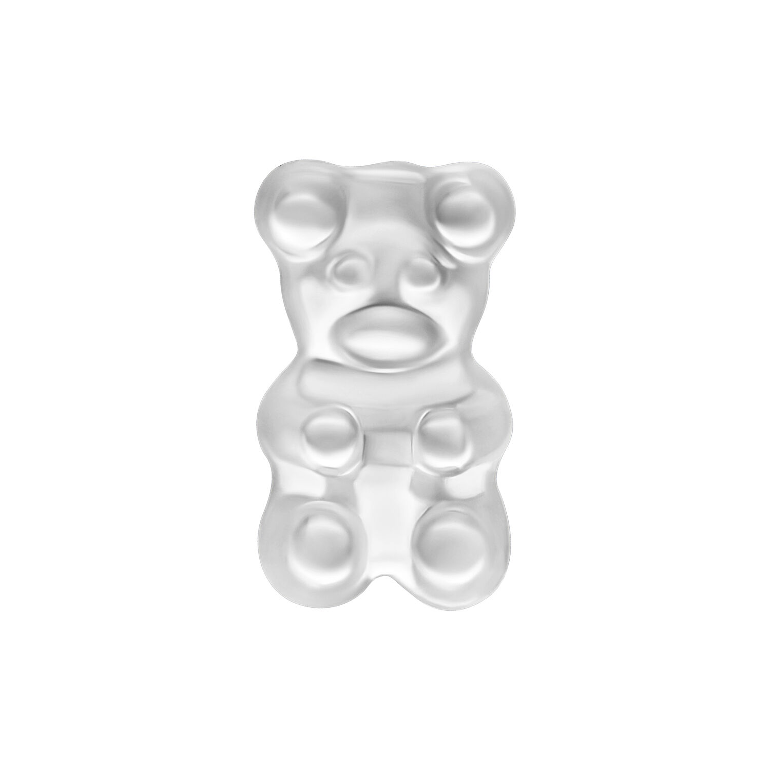 Silberner Gummi Bear Aufsatz für Bioplast Silberner Gummi Bear Aufsatz in Bärenform auf weißem Hintergrund
