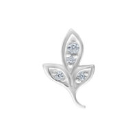 Silberner Crystal Leaf Aufsatz für Piercings Silberner Leaf Aufsatz mit Kristallen auf weißem Hintergrund
