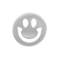 Silberner Smiley Push Fit Aufsatz für Bioplast Silberner Smiley Aufsatz für Bioplast auf weißem Hintergrund