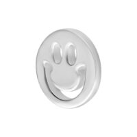 Silberner Smiley Aufsatz für Bioplast Piercing Silberner Smiley Aufsatz in runder Form auf weißem Hintergrund