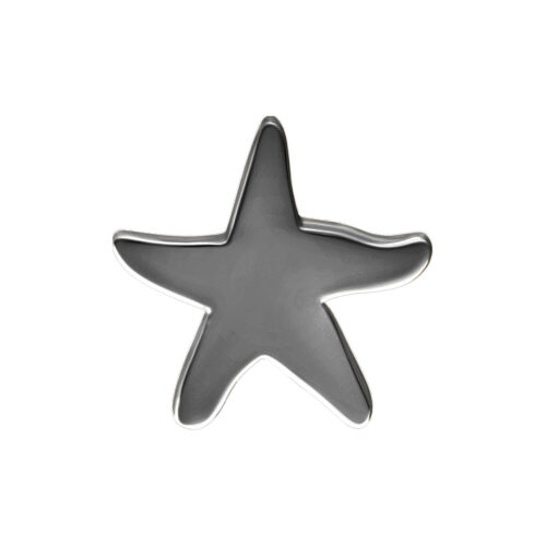 Schwarzer Seestern Aufsatz aus Silber für Push Fit Piercing auf weißem Hintergrund