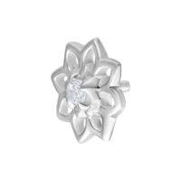 Silberner Sunflower Push Fit Aufsatz Silberner Sunflower Aufsatz mit klaren Kristall auf weißem Hintergrund