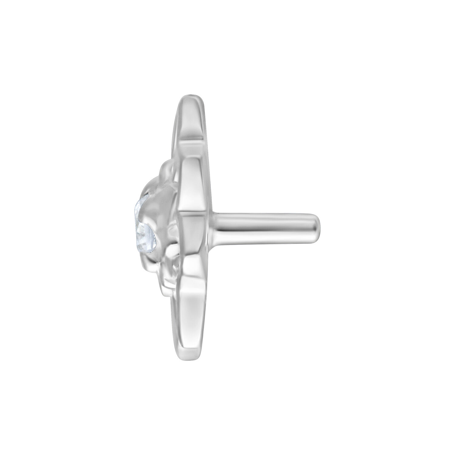 Silberner Sunflower Push Fit Aufsatz 7mm Silberner Push Fit Sunflower Aufsatz aus Metall auf weißem Hintergrund