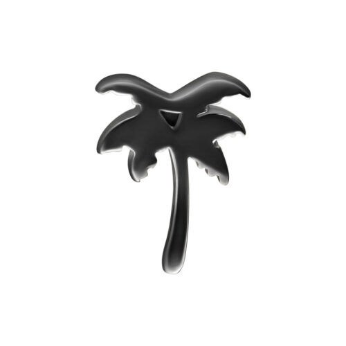 Schwarzer Palm-Aufsatz aus Silber für Push Fit Piercing auf weißem Hintergrund
