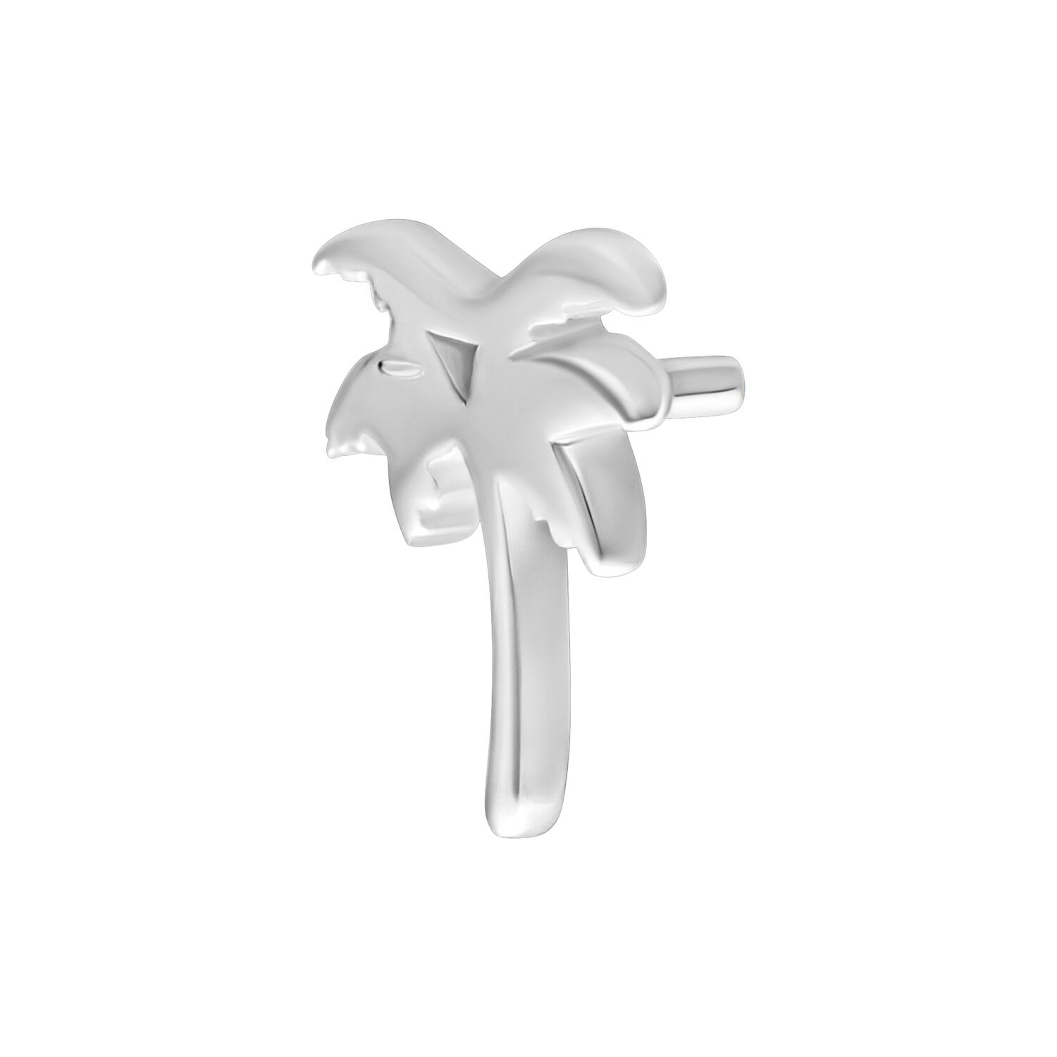 Silberner Palm Aufsatz für Bioplast Piercing Silberner Palm Aufsatz für Push Fit Piercing auf weißem Hintergrund