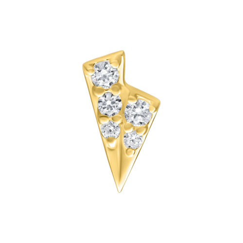 Goldener Push Fit Tricorne Aufsatz mit glänzenden Zirkonia auf weißem Hintergrund