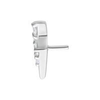 Silberner Tricorne Aufsatz für Bioplast Piercing Silberner Push Fit Tricorne Aufsatz mit Glitzersteinen auf weißem Hintergrund