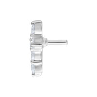 Silberner Push Fit Crystal Cross Aufsatz Silberner Crystal Cross Aufsatz für Bioplast mit klaren Kristallen auf weißem Hintergrund