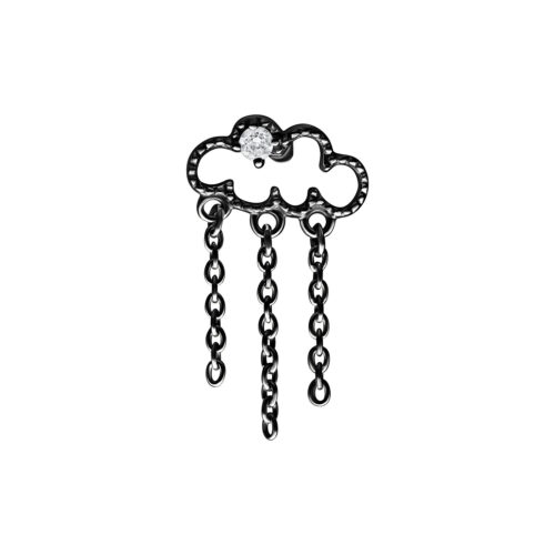 Schwarzmetall Cloudy Aufsatz mit funkelndem Stein und hängenden Ketten