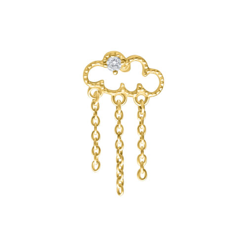 Goldener Cloudy Aufsatz für Push Fit mit Ketten und einem Kristall auf weißem Hintergrund