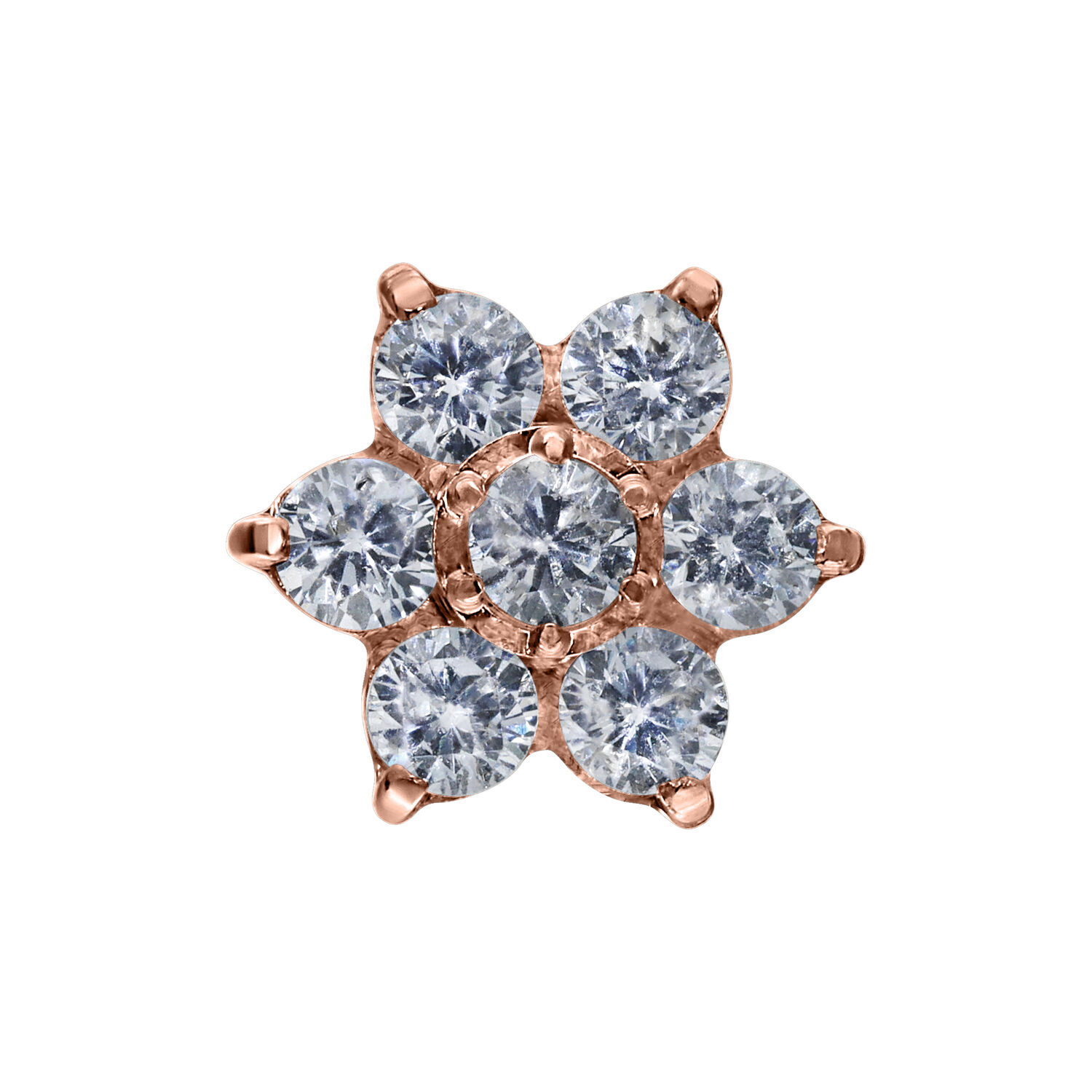 Roségold Kristall Blume Push Fit Aufsatz Roségoldener Push Fit Aufsatz in Form einer Blume mit klaren Kristallen