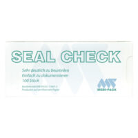 Weiße Packung Seal Check von Medi Pack mit Text und Logo