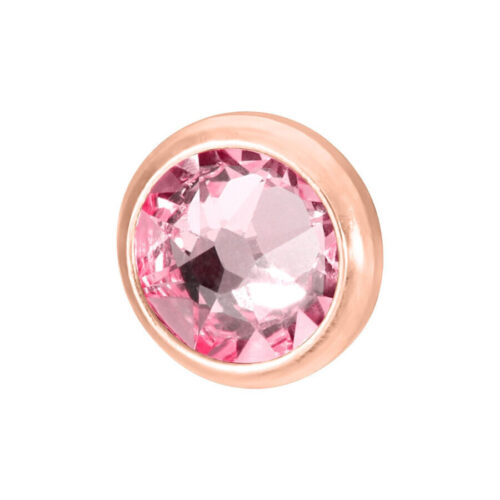 Rosa Kristallaufsatz, 3mm, in roségoldener Fassung auf weißem Hintergrund