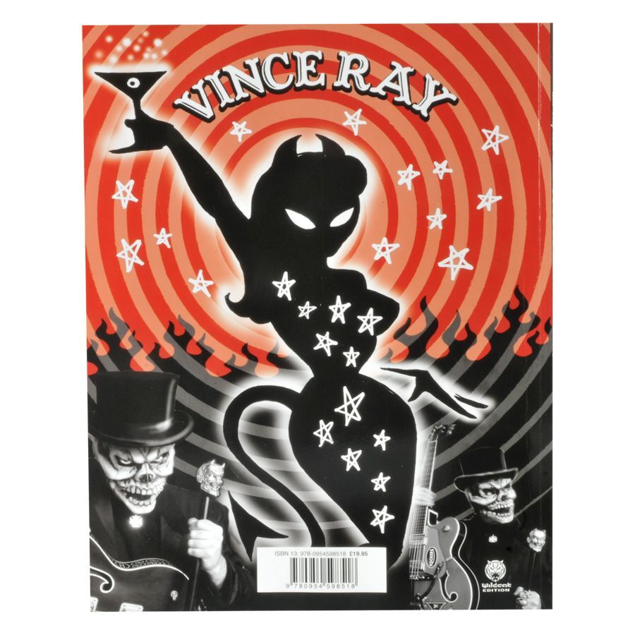 Vince Ray Rock'n'Roll Poster mit Teufel Schwarz-rotes Vince Ray Poster mit Teufelsfigur und Skelettmusikern