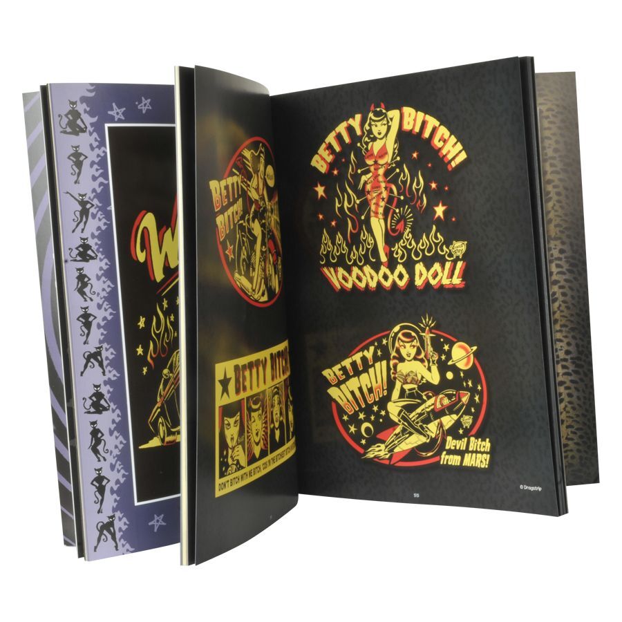 Non Stop Rock'n'Roll Voodoo Action Buch Offenes Buch mit bunten Rock'n'Roll und Voodoo Illustrationen