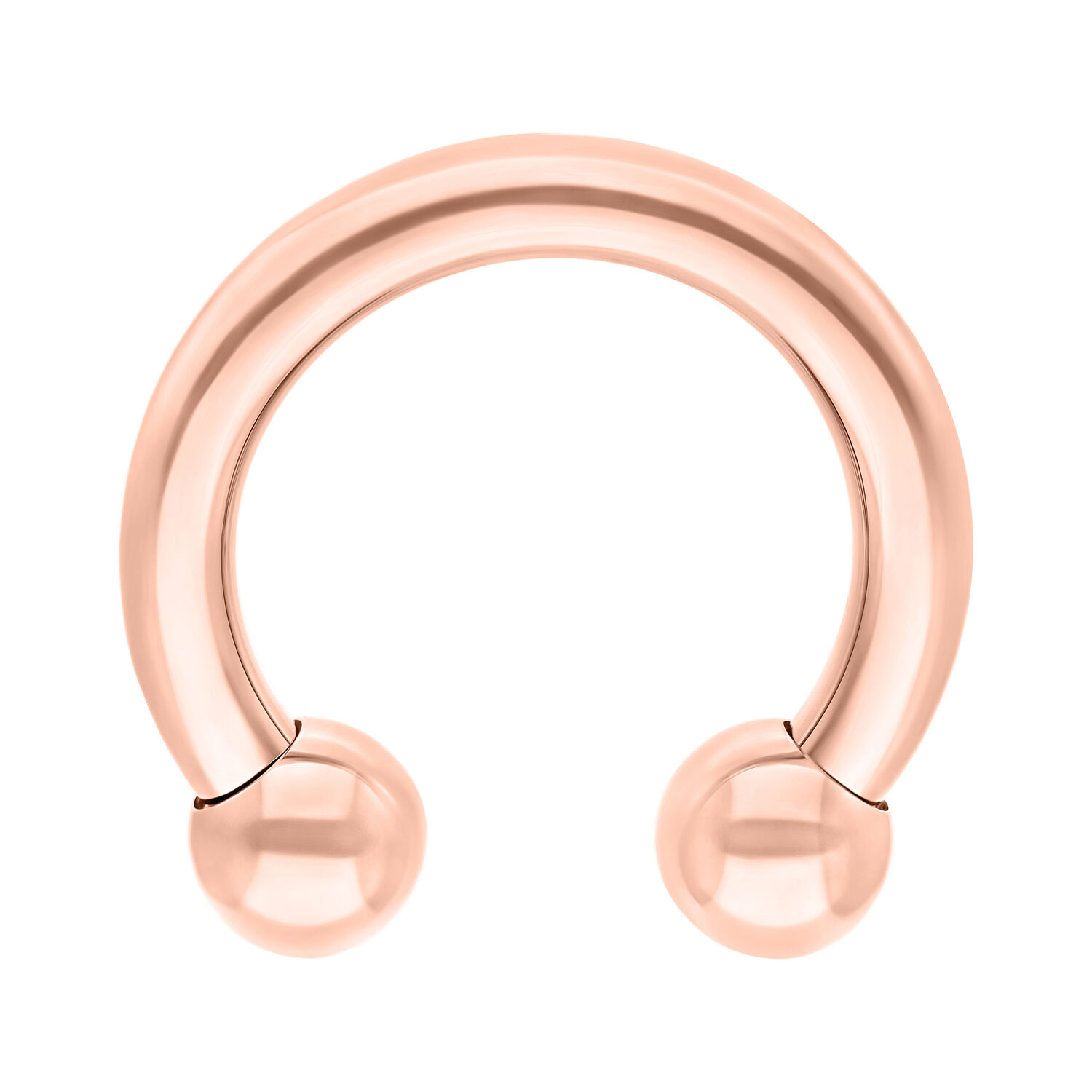 Roségold Circular Barbell aus Titan Circular Barbell aus roségoldfarbenem Titan auf weißem Hintergrund
