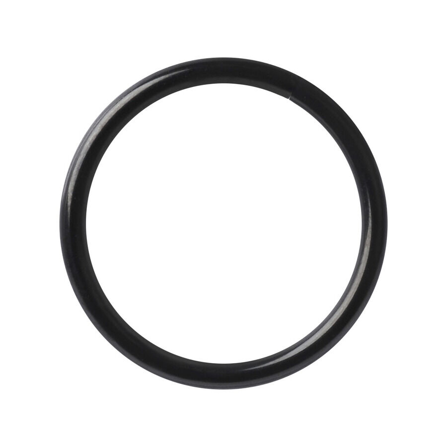 Schwarzer Continuous Piercing Ring aus Stahl Schwarzer, nahtloser Piercingring aus Chirurgenstahl auf weißem Hintergrund