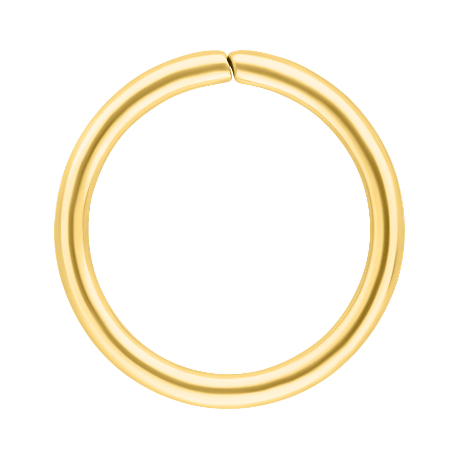 Goldener Continuous Ring aus Chirurgenstahl Goldener nahtloser Ring aus Chirurgenstahl auf weißem Hintergrund