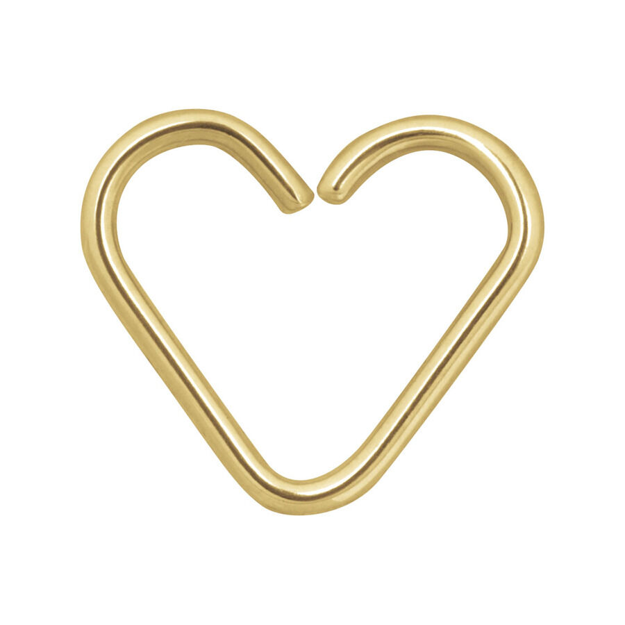 Goldener Herzring aus Chirurgenstahl Goldener herzförmiger Ring aus Chirurgenstahl auf weißem Hintergrund