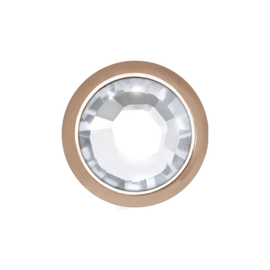 Runder Piercingaufsatz aus Titan in Roségold mit kristallklarem Stein, 5,0 mm