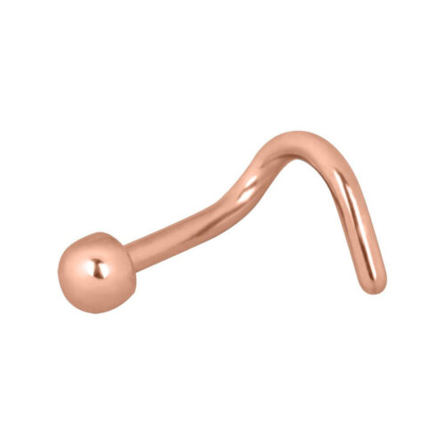 Roségoldfarbener Titan-Nasenstecker mit 2,5 mm Kugelgröße auf weißem Hintergrund