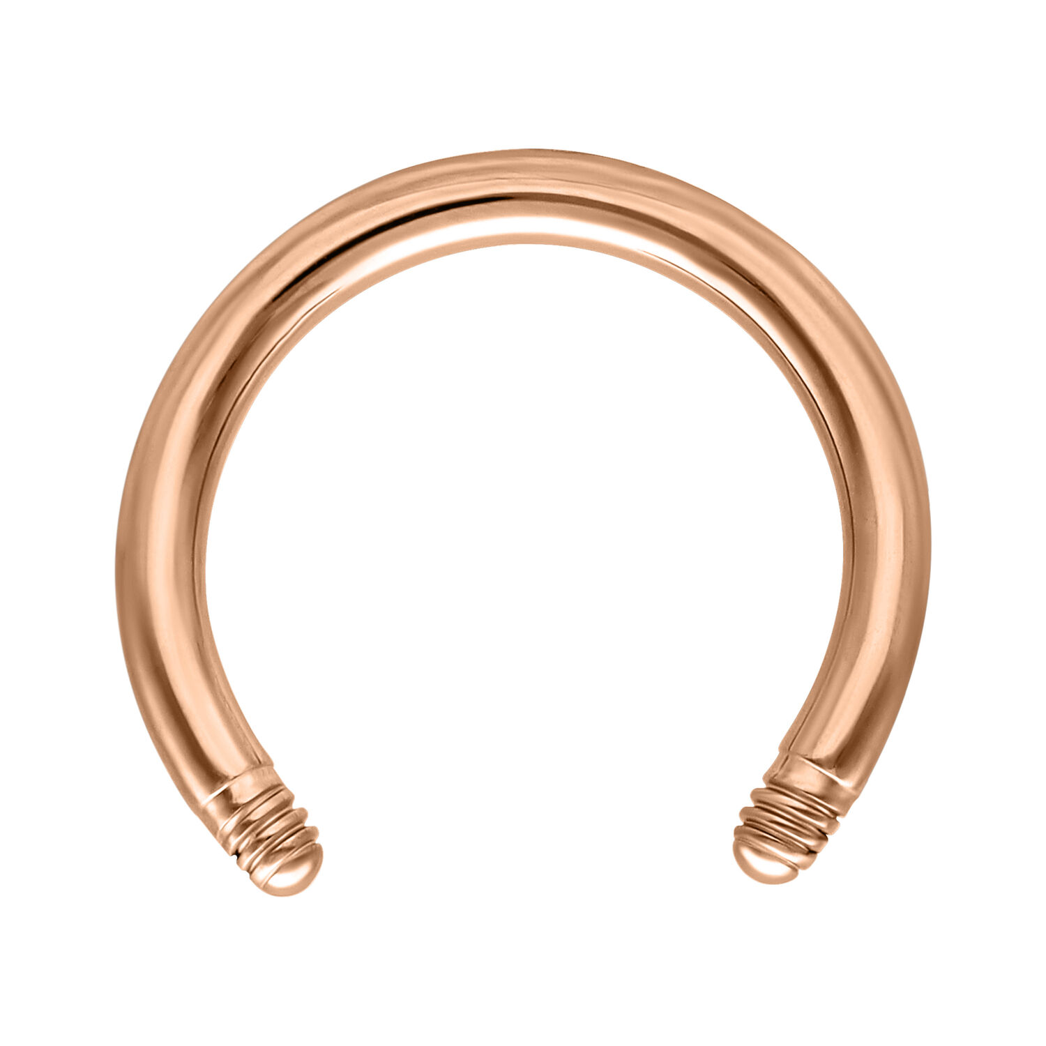 Titan Roségold Circular Barbell 1,6 mm Roségoldener Circular Barbell aus Titan auf weißem Hintergrund
