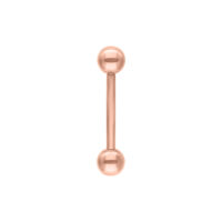 Roségoldene Titan Micro Barbell mit zwei Kugeln auf weißem Hintergrund