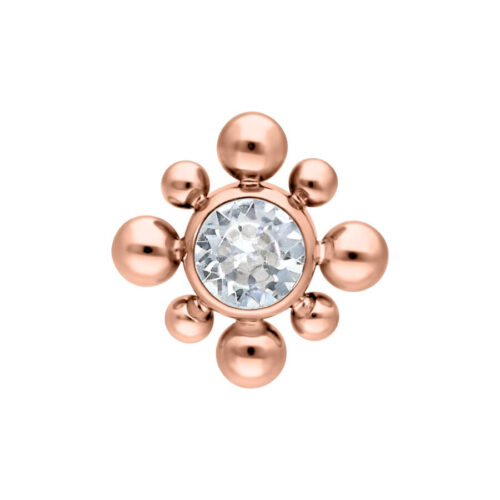Roségoldener Titan-Aufsatz mit Kristall, Kugelgröße 3,0 mm