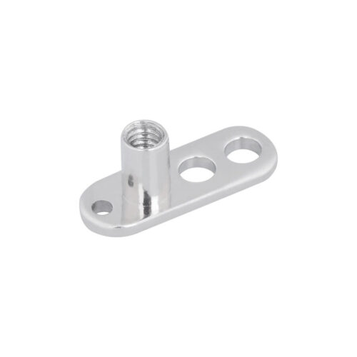 Silberner Titan Dermal Anchor mit 3 Löchern, glänzende Oberfläche